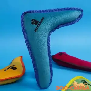 Игрушка Mr.Kranch для собак средних и крупных пород Бумеранг с пищалкой 34х28,5х6,5см, синий