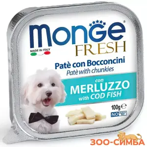 Влажный корм Monge Dog Fresh для собак, с треской, ламистер упак. 16 шт