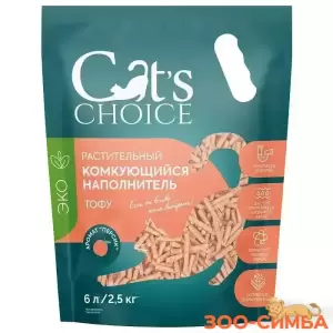 Растительный комкующийся наполнитель тофу Cat's choice с ароматом "Персик" 6л/2,5 кг