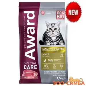 Сухой корм AWARD SPECIAL CARE Sensitive Digestion для взрослых кошек с чувствительным пищеварением со свежим мясом утки