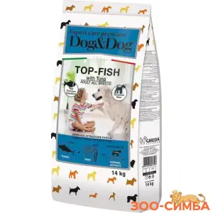 Сбалансированный полнорационный корм премиум-класса Dog&Dog Expert Premium Top-Fish с тунцом для взрослых собак.