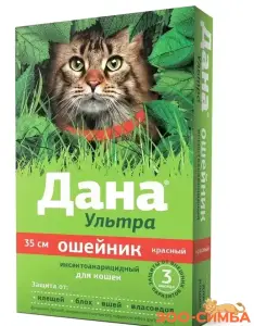 Дана фито ошейник репеллентный (для кошек и котят, 35 см), красный