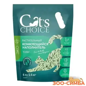Растительный комкующийся наполнитель тофу Cat's choice с ароматом "Зеленый чай" 6л/2,5 кг